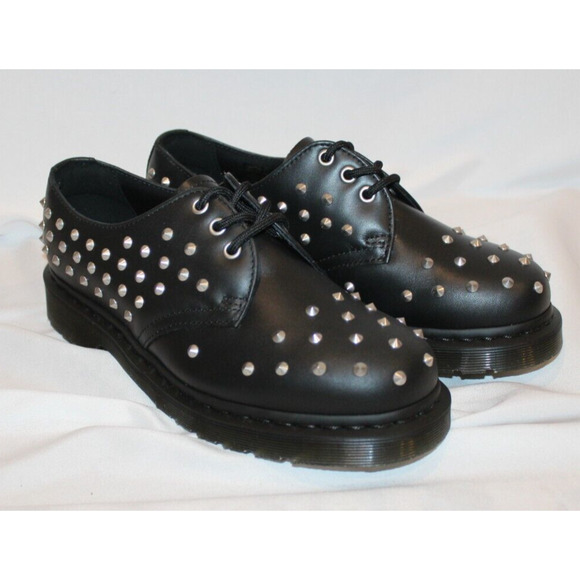 NIB DR MARTENS Women's 1461 Stud Wanama Leather Lace Up Oxford Derby Shoes - Picture 2 of 7